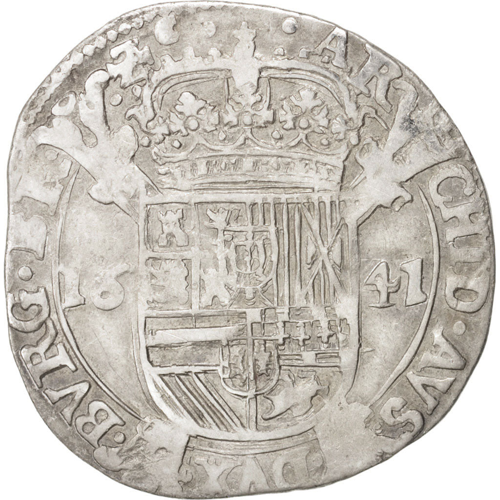 Münze, Spanische Niederlande, BRABANT, Escalin, 1641, Antwerpen, SS+, Silber