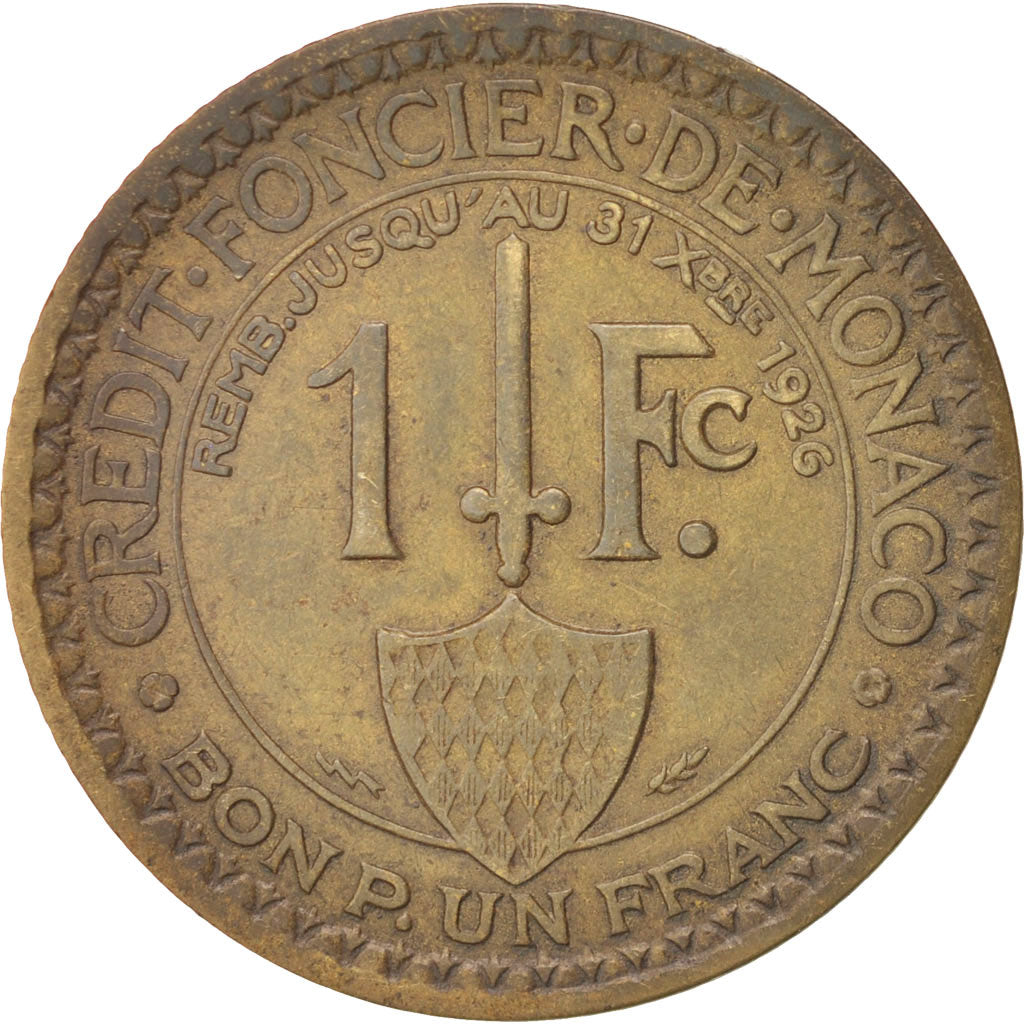 Monaco, Louis II, Franc, 1924, Poissy, EF(40-45), Aluminum-Bronze, KM:111