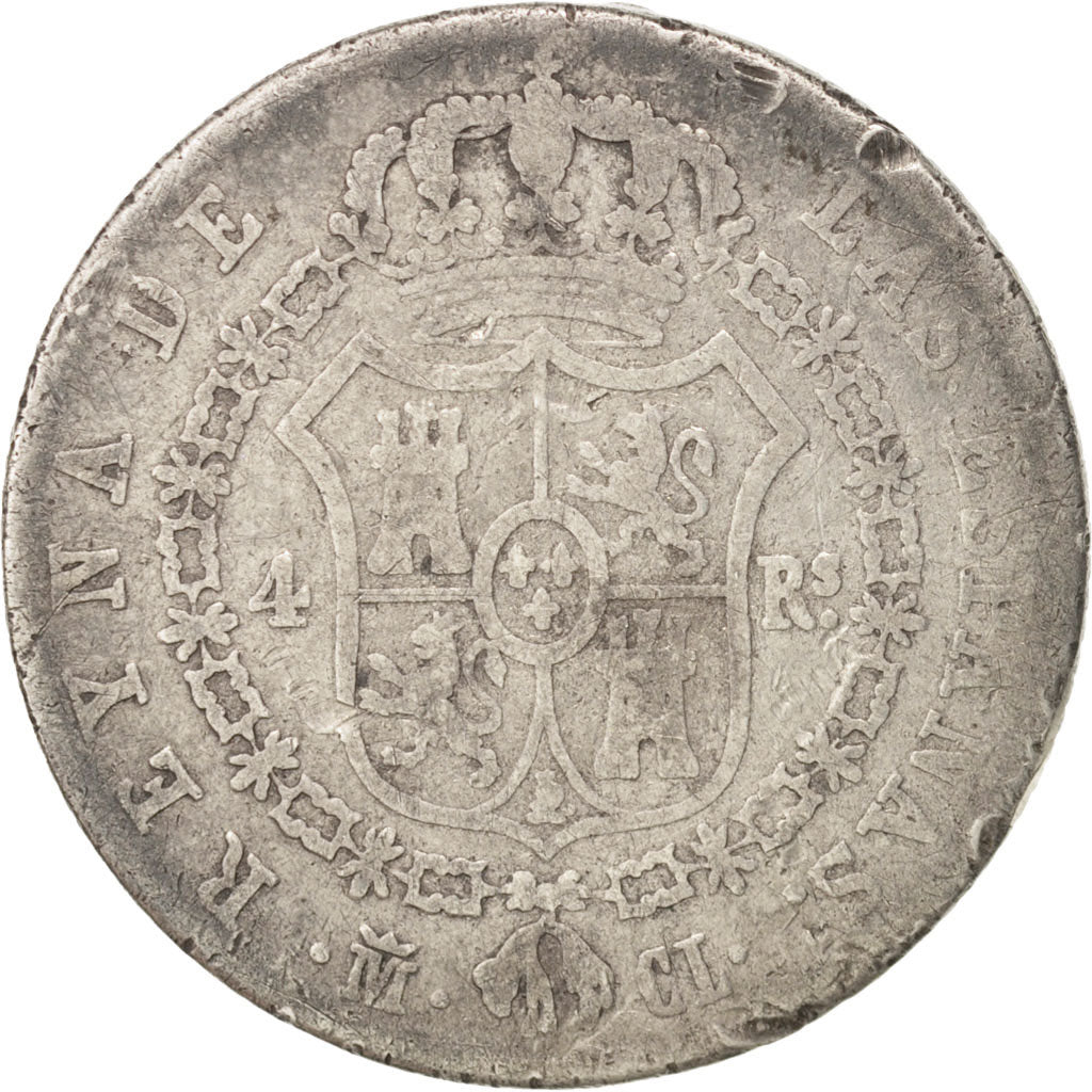 Spain, Isabel II, 4 Réales, 1849, Madrid, F(12-15), Silver, KM:519.2