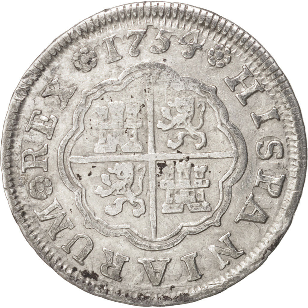 Spain, Ferdinand VI, Real, 1754, Madrid, EF(40-45), Silver, KM:369.1