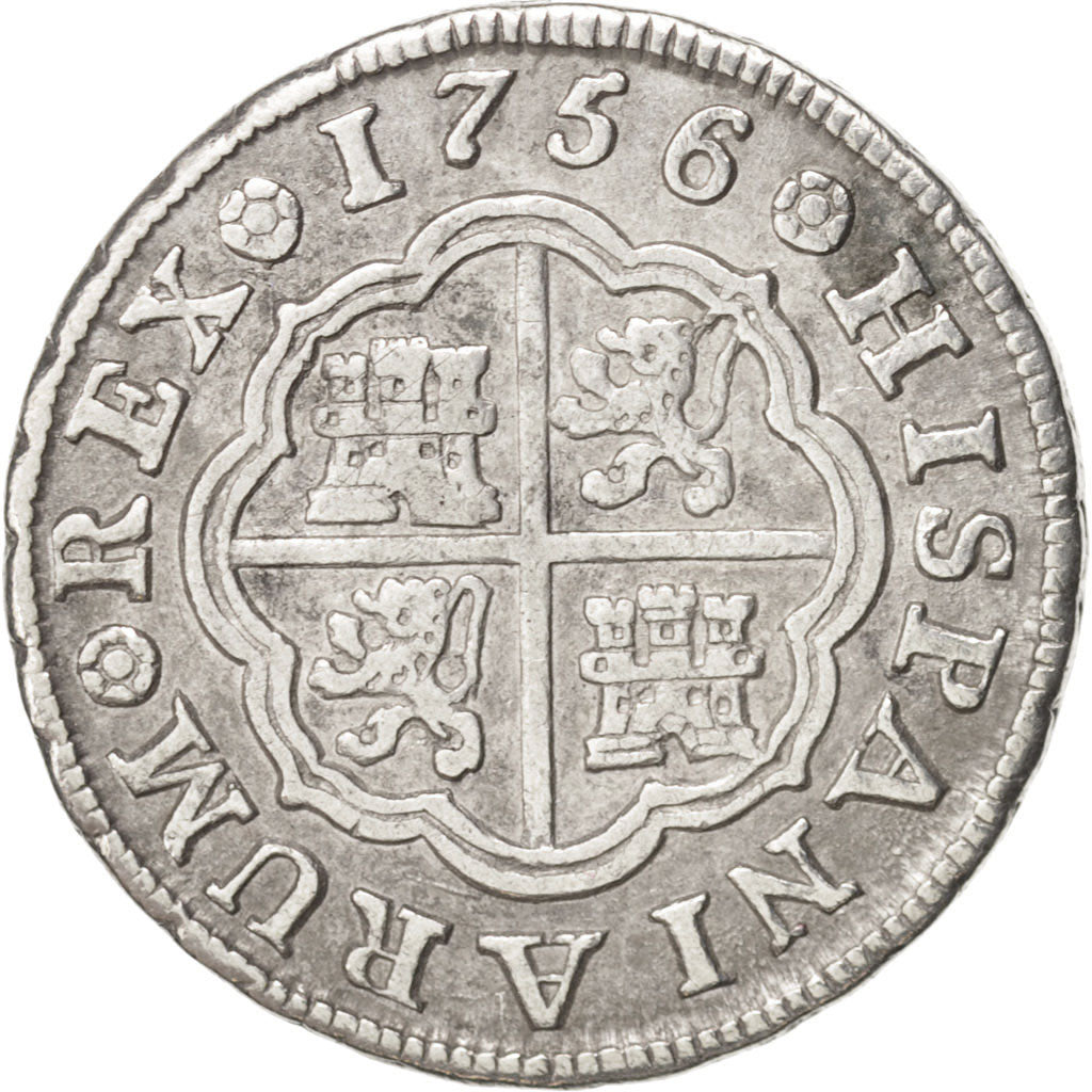 Spain, Ferdinand VI, Real, 1756, Madrid, AU(50-53), Silver, KM:369.1