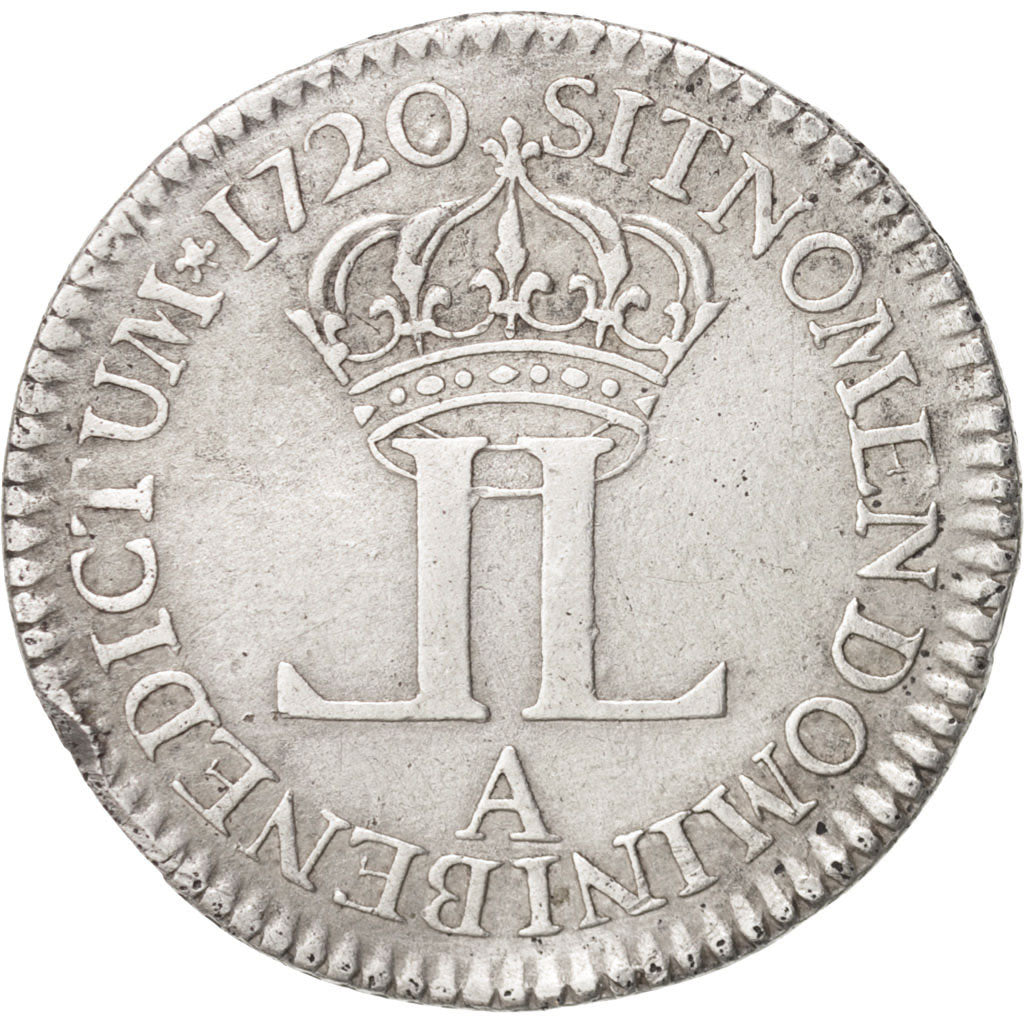 Moneta, Francia, Louis XV, Livre d'argent fin (20 sols), 20 Sols, 1/6 ECU, 1720
