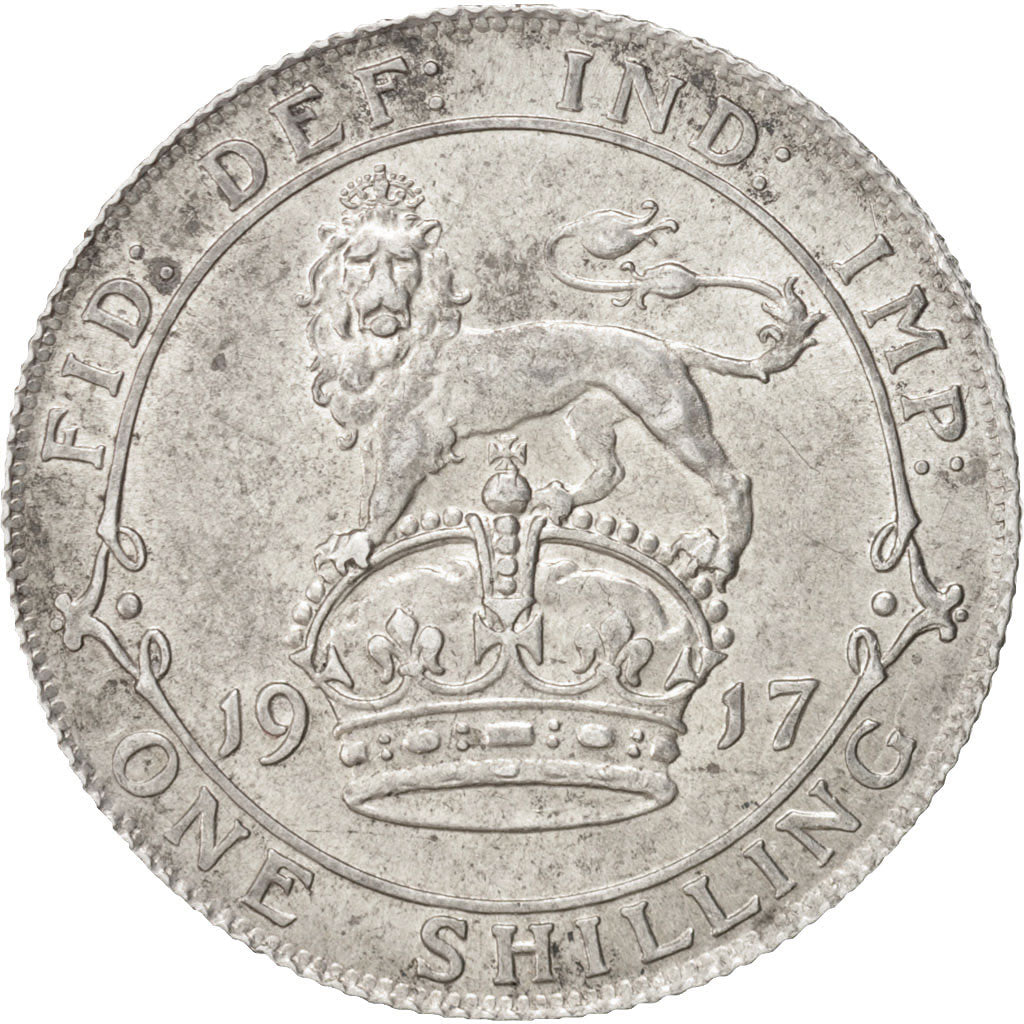 Great Britain, George V, Shilling, 1917, AU(55-58), Silver, KM:816