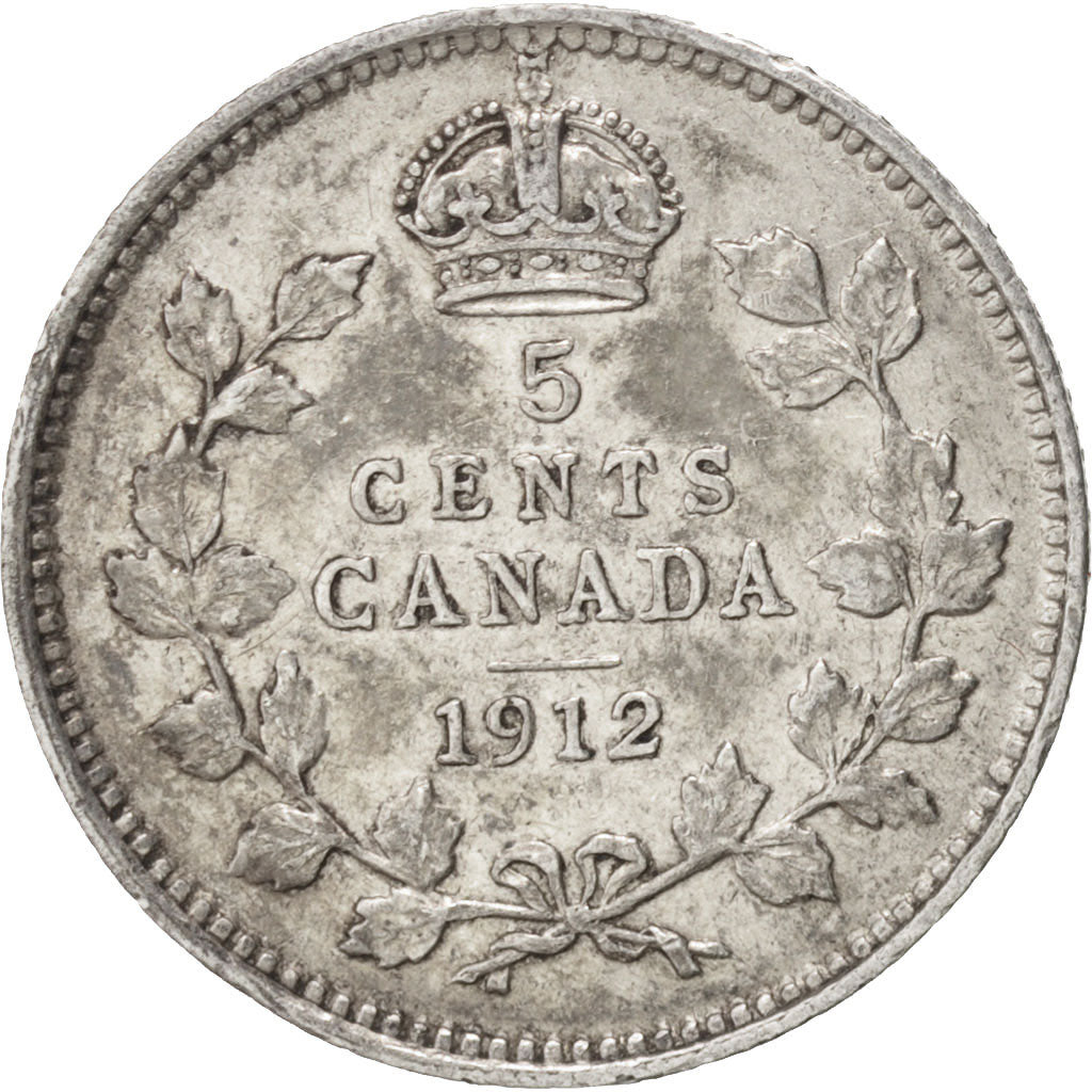 Canada, George V, 5 Cents, 1912, Ottawa, EF(40-45), Silver, KM:22