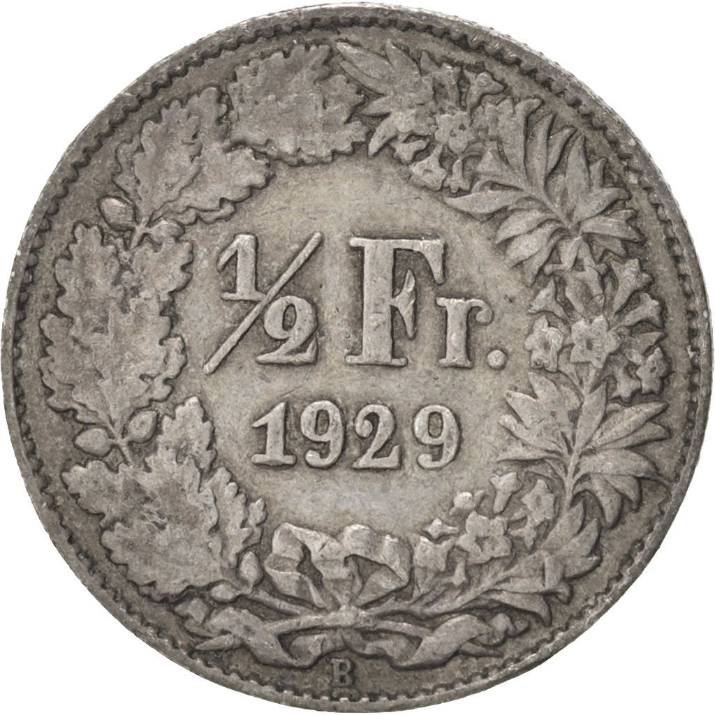 Coin, Switzerland, 1/2 Franc, 1929, Bern, EF(40-45), Silver, KM:23