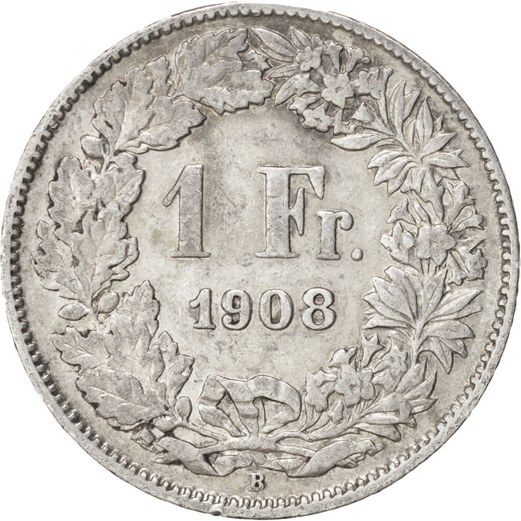 Switzerland, Franc, 1908, Bern, EF(40-45), Silver, KM:24