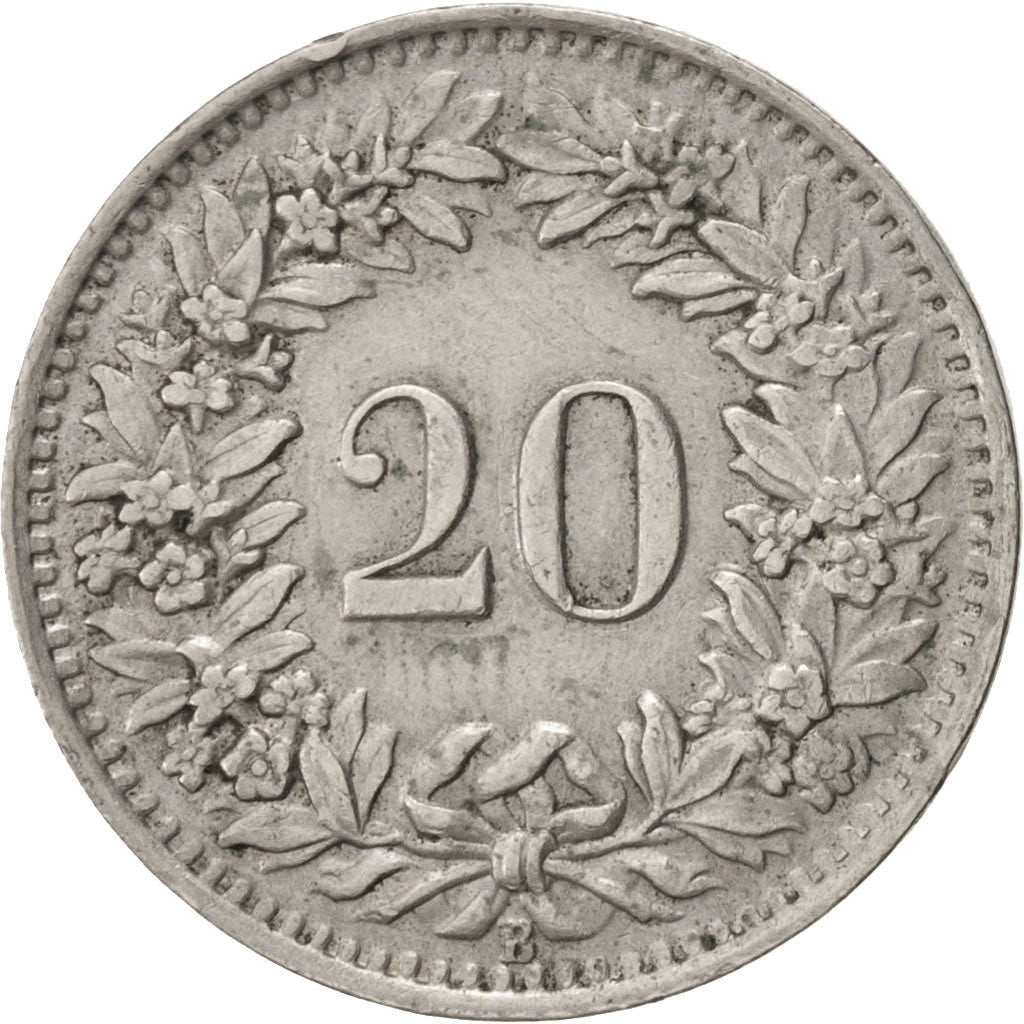 Switzerland, 20 Rappen, 1947, Bern, EF(40-45), Copper-nickel, KM:29a