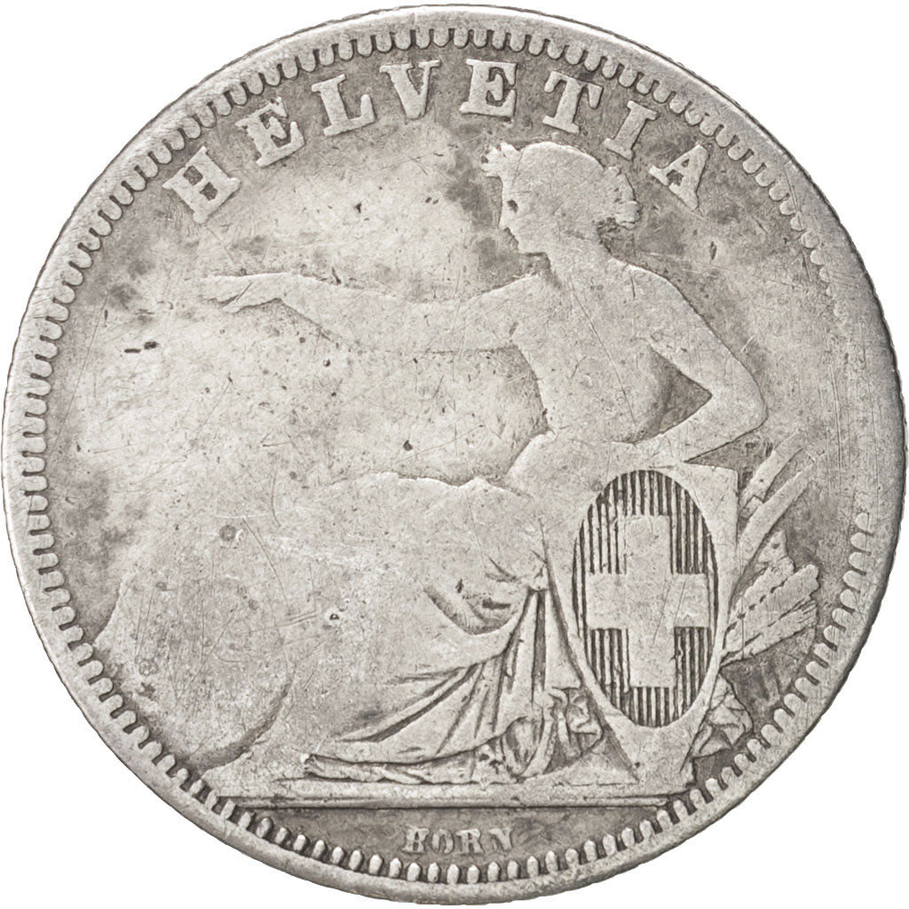 Switzerland, Franc, 1861, Bern, F(12-15), Silver, KM:9a