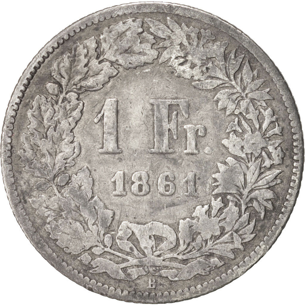 Switzerland, Franc, 1861, Bern, F(12-15), Silver, KM:9a