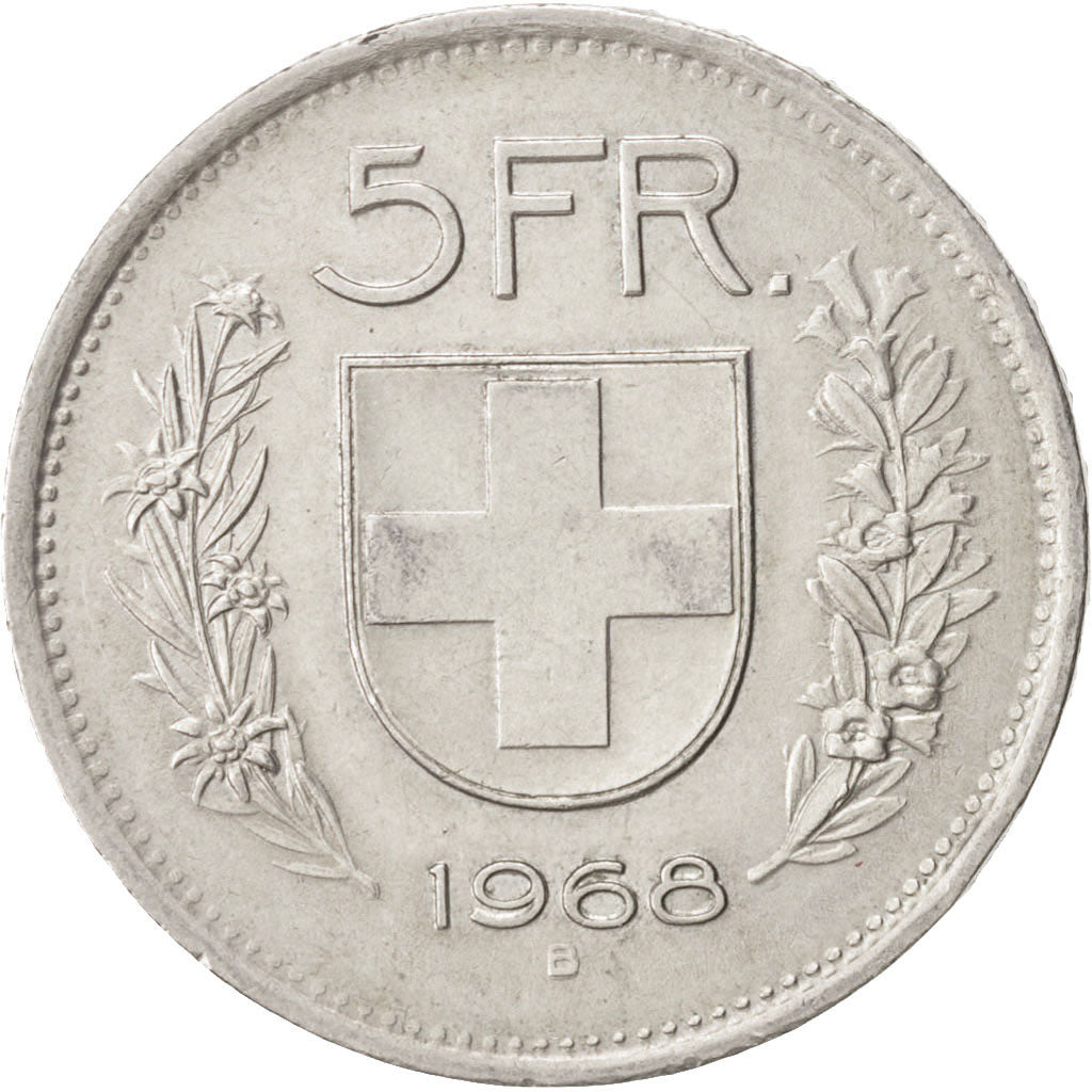 Coin, Switzerland, 5 Francs, 1968, Bern, AU(55-58), Copper-nickel, KM:40a.1