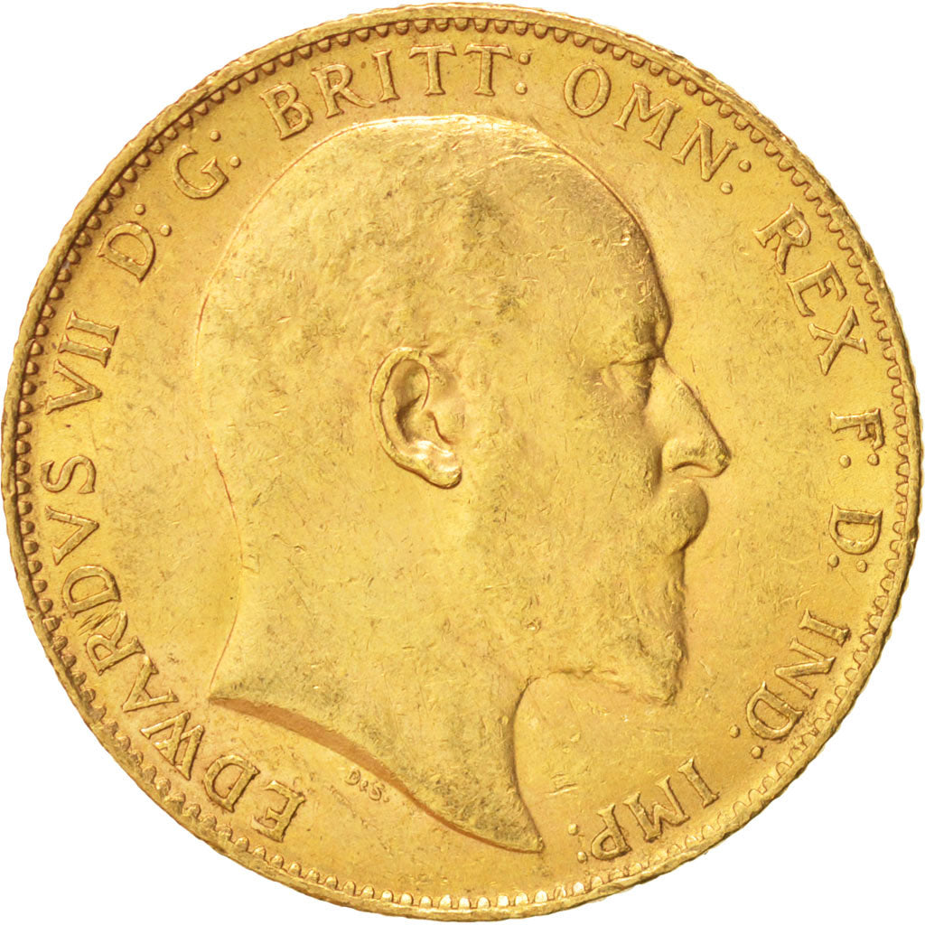 Great Britain, Edward VII, Sovereign, 1904, AU(50-53), Gold, KM:805