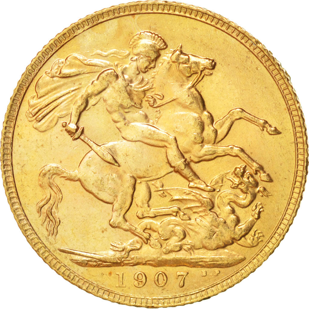 Great Britain, Edward VII, Sovereign, 1907, AU(50-53), Gold, KM:805