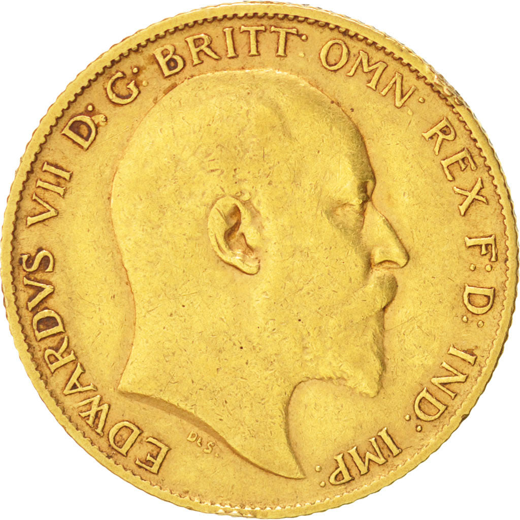 Great Britain, Edward VII, 1/2 Sovereign, 1908, EF(40-45), Gold, KM:804