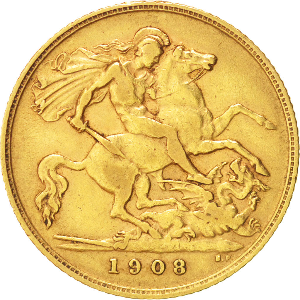 Great Britain, Edward VII, 1/2 Sovereign, 1908, EF(40-45), Gold, KM:804