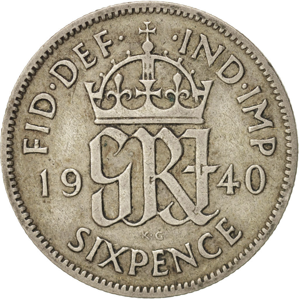 Coin, Great Britain, George VI, 6 Pence, 1940, VF(30-35), Silver, KM:852