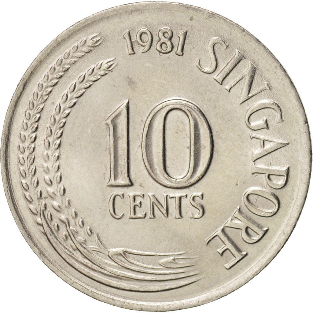 Coin, Singapore, 10 Cents, 1981, Singapore Mint, MS(63), Copper-nickel, KM:3