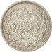 GERMANY - EMPIRE, 1/2 Mark, 1915, Stuttgart, EF(40-45), Silver, KM:17