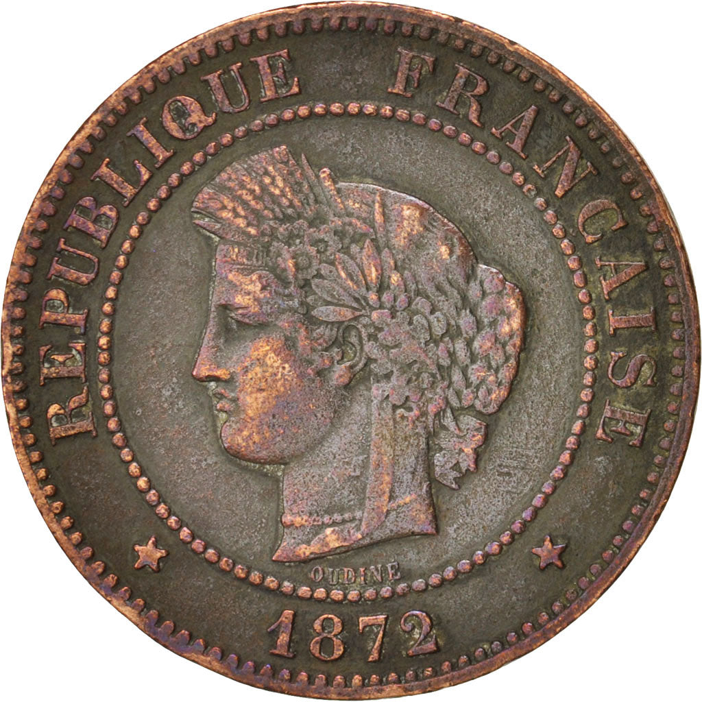 Munten, Frankrijk, Cérès, 5 Centimes, 1872, Paris, ZF, Bronze, KM:821.1