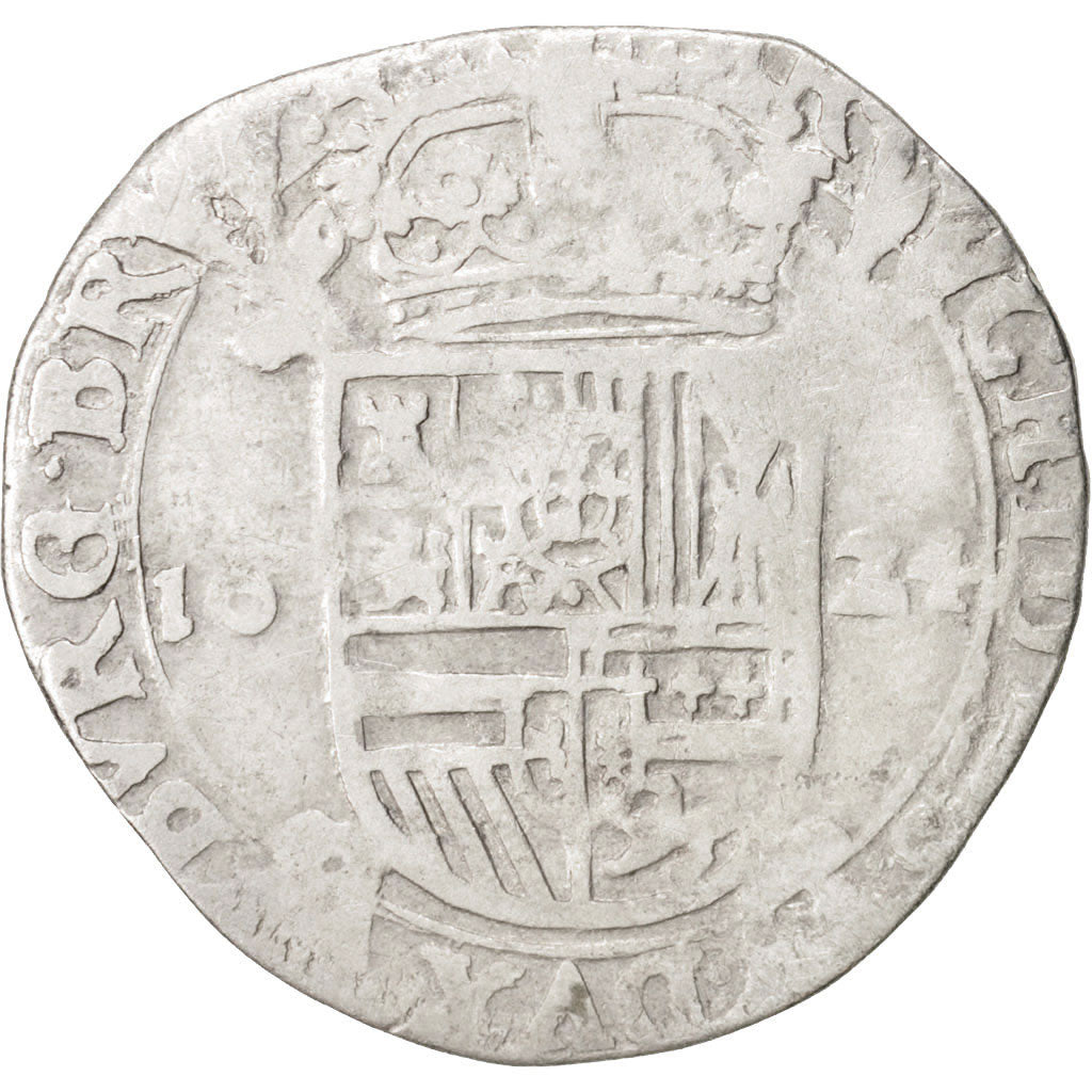 Coin, Spanish Netherlands, BRABANT, Escalin, 1624, Antwerp, VF(20-25), Silver