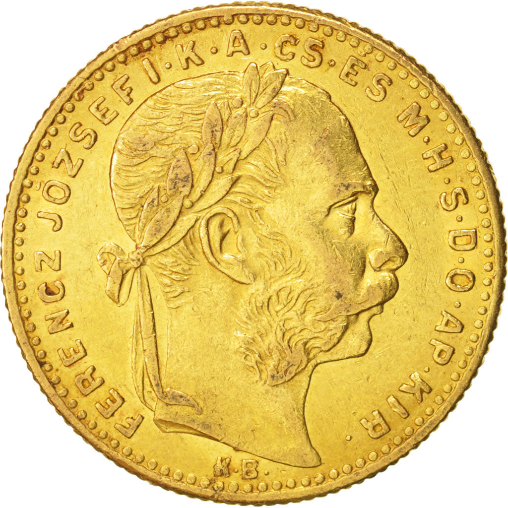 Ungheria, Franz Joseph I, 8 Forint 20 Francs, 1891, Kormoczbanya, BB+, Oro, K...