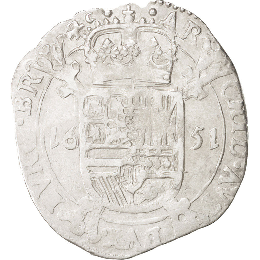 Spanish Netherlands, BRABANT, Escalin, 1651, Antwerp, EF(40-45), Silver, KM:52.1