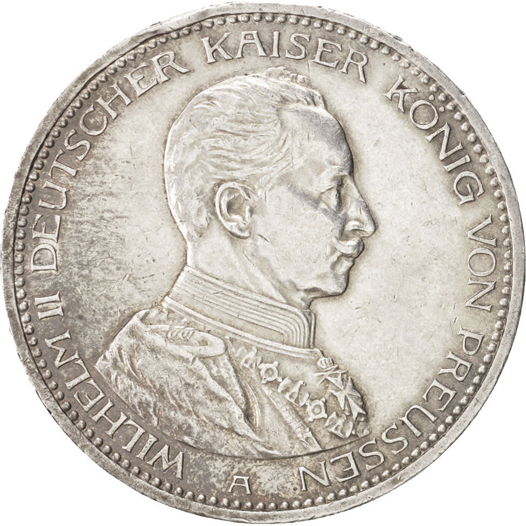 Stati tedeschi, PRUSSIA, Wilhelm II, 5 Mark, 1913, Berlin, BB+, Argento, KM:536