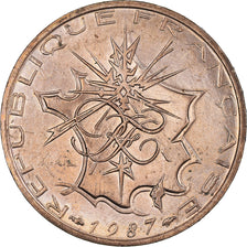 Coin, France, Mathieu, 10 Francs, 1987, Paris, Tranche B, MS(64), Nickel-brass