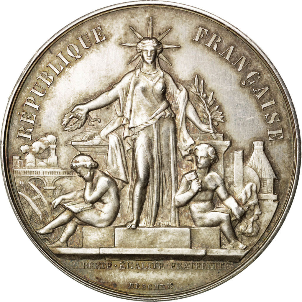 Francia, Medal, French Third Republic, Business & industry, Bescher, EBC, Plata