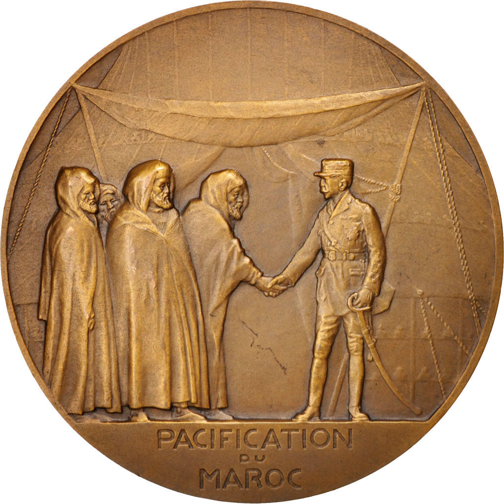 France, Medal, Maréchal Lyautey, Pacification du Maroc, 1925, Bronze, Dropsy