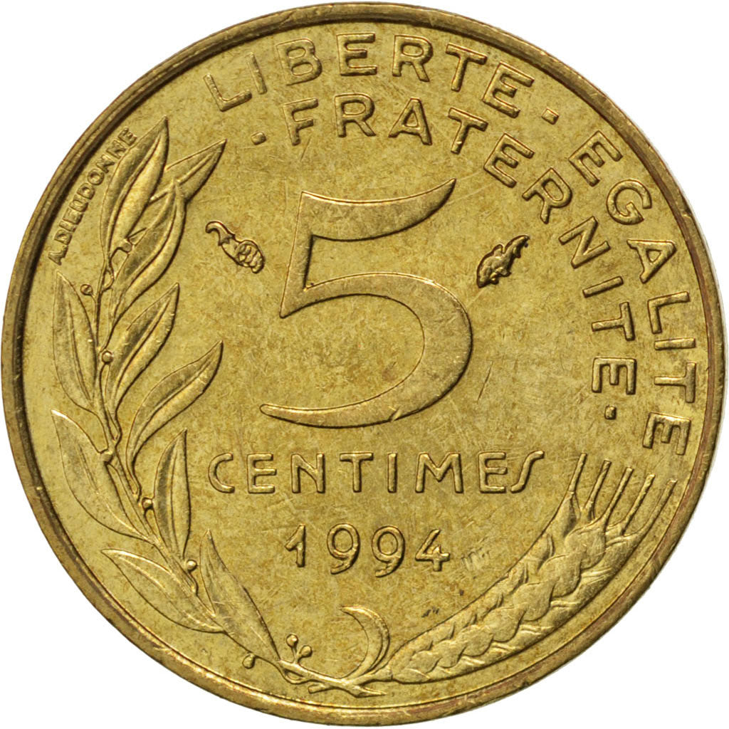 Vème République, 5 Centimes Marianne, 1994, dauphin, KM 933