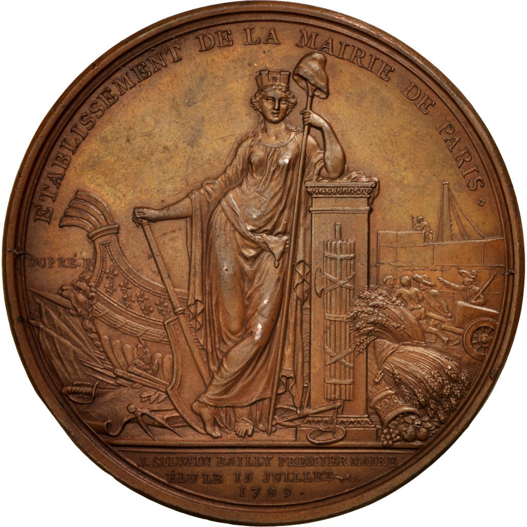 France, Medal, End of Monarchy, History, Duvivier, AU(50-53), Copper