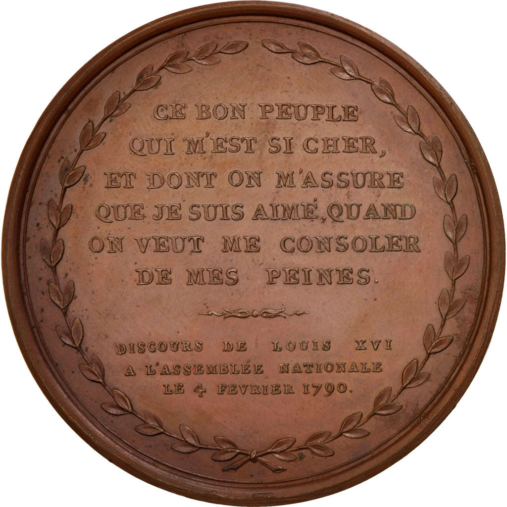 Frankrijk, Medal, End of Monarchy, History, 1790, Rousseau, PR+, Koper
