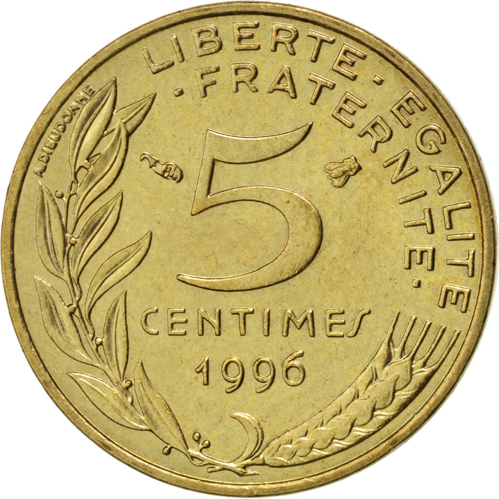 FRANCE, Marianne, 5 Centimes, 1996, Paris, KM #933, AU(55-58), Aluminum-Bronze,.