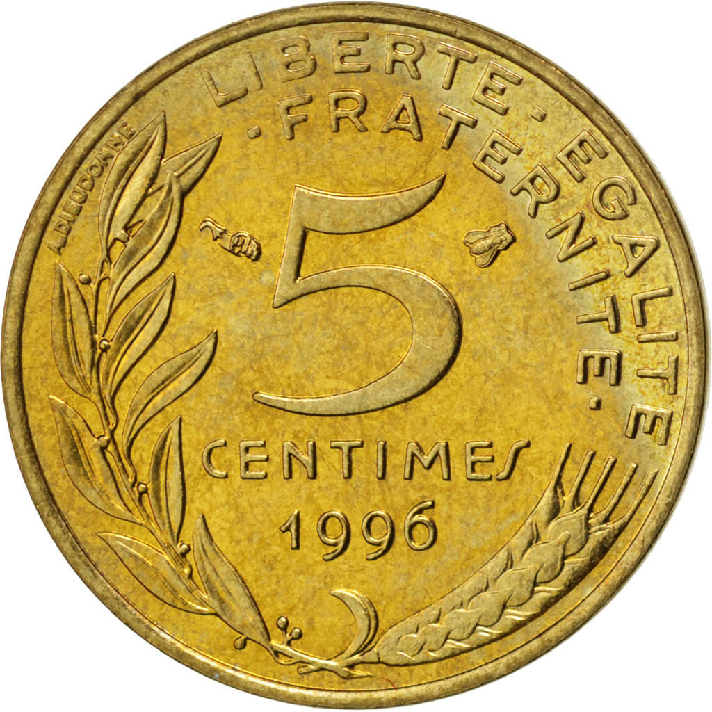 FRANCE, Marianne, 5 Centimes, 1996, Paris, KM #933, MS(63), Aluminum-Bronze,...