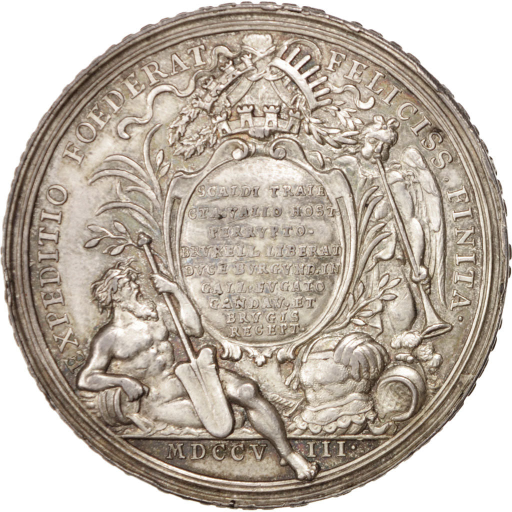 France, Medal, Louis XIV, History, 1708, MS(60-62), Silver