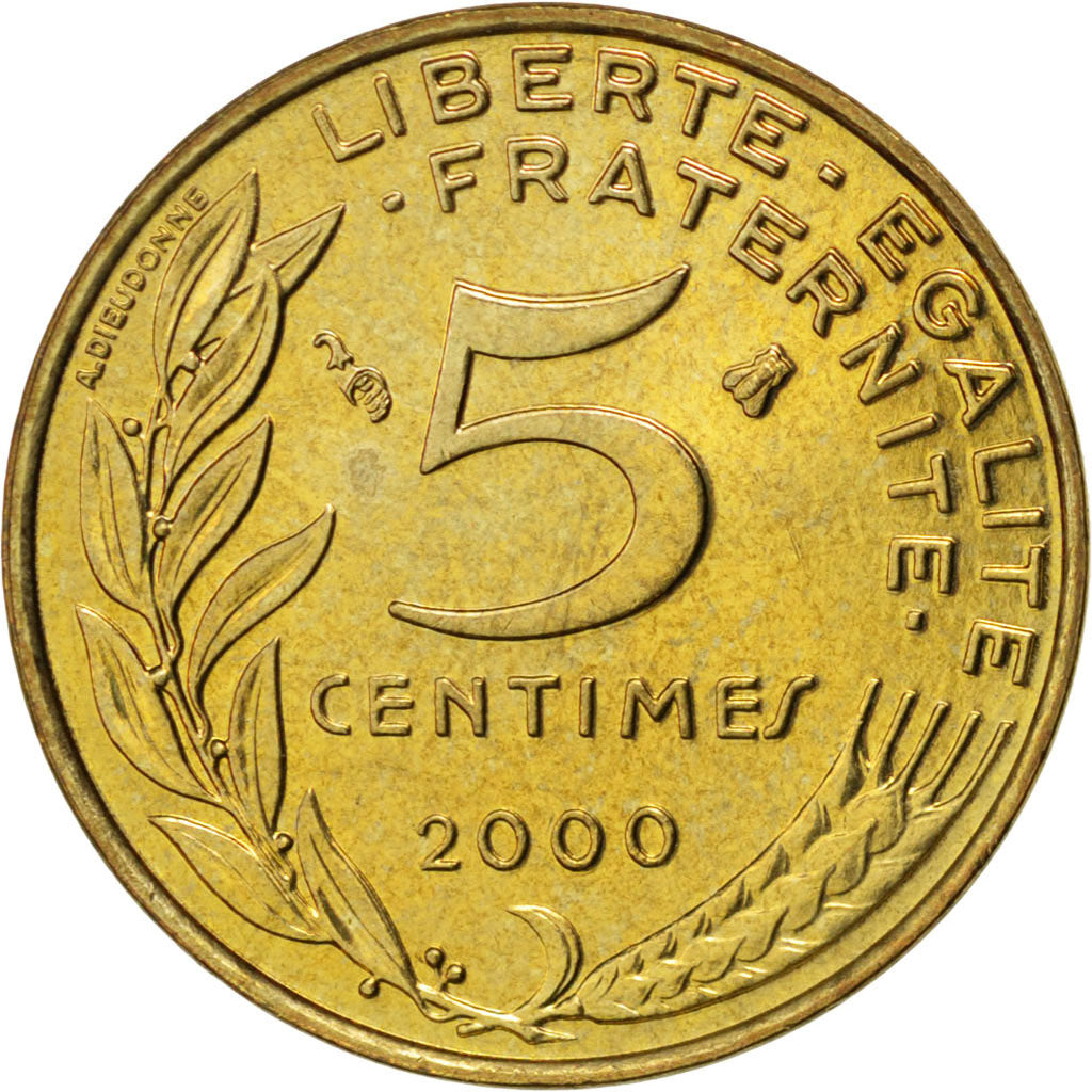 FRANCE, Marianne, 5 Centimes, 2000, Paris, KM #933, MS(63), Aluminum-Bronze,...