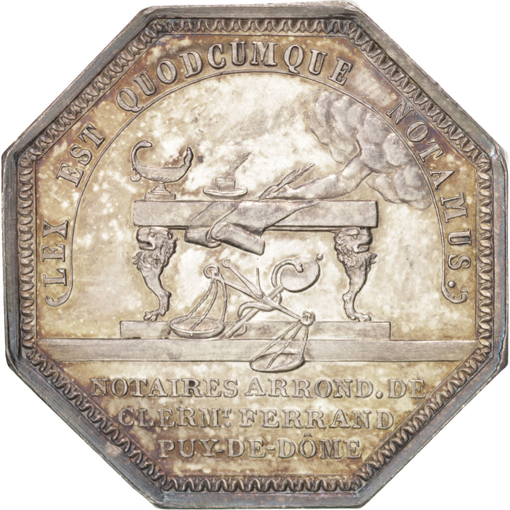 France, Token, Notary, Tiolier, MS(60-62), Silver, Lerouge:100
