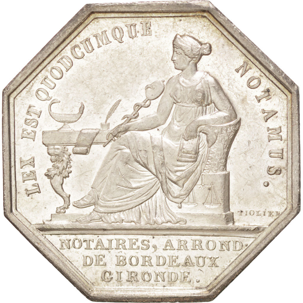 Francja, Token, Notariusz, Tiolier, AU(55-58), Srebro, Lerouge:58