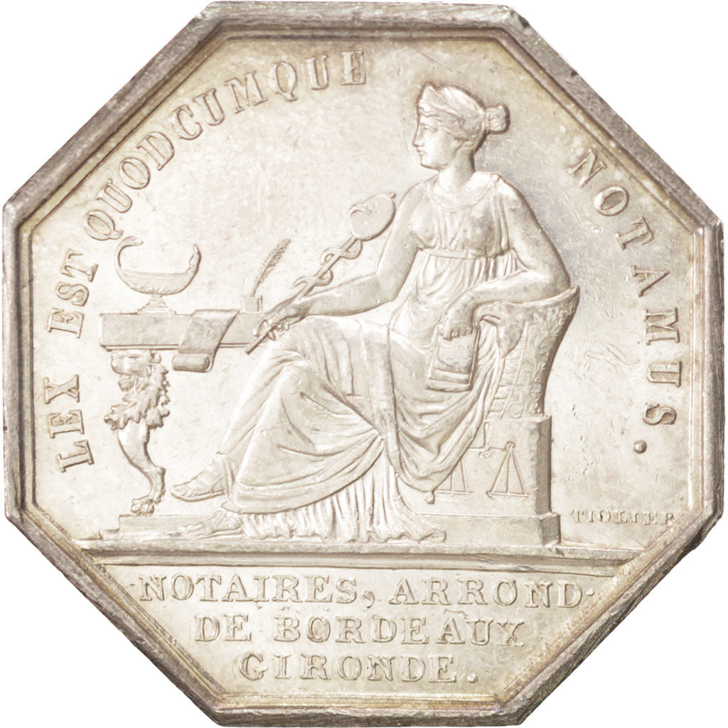 Francja, Token, Notariusz, Tiolier, MS(60-62), Srebro, Lerouge:58