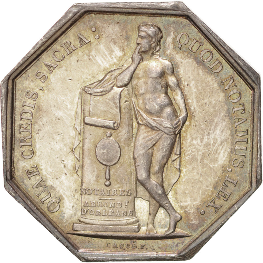 France, Token, Notary, Caqué, AU(55-58), Silver, Lerouge:243