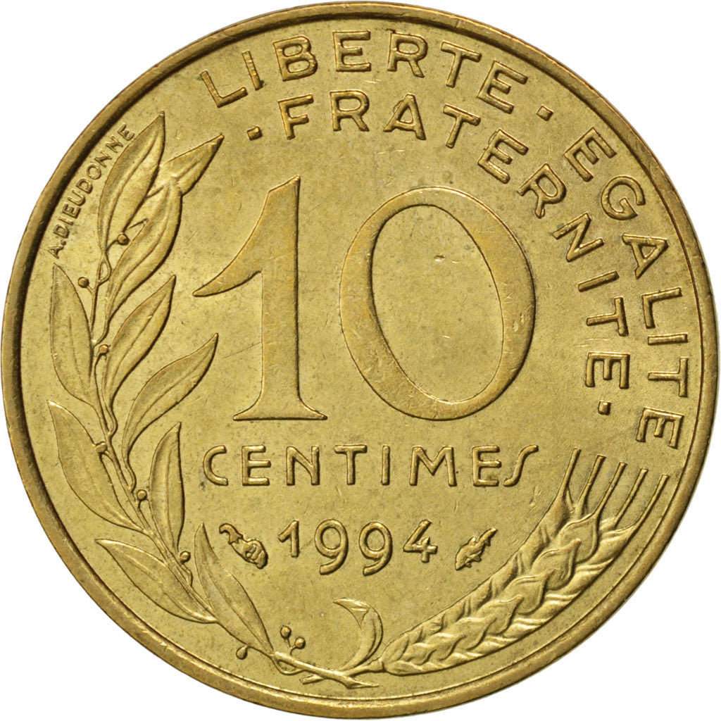 FRANCE, Marianne, 10 Centimes, 1994, Paris, KM #929, AU(55-58),...