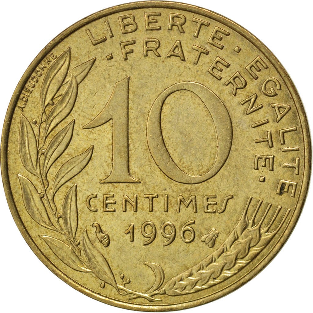 FRANCE, Marianne, 10 Centimes, 1996, Paris, KM #929, AU(55-58),...