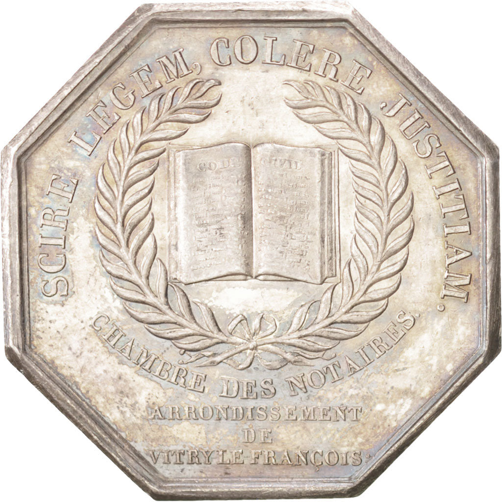 France, Token, Notary, Caunois, MS(60-62), Silver, Lerouge:440a