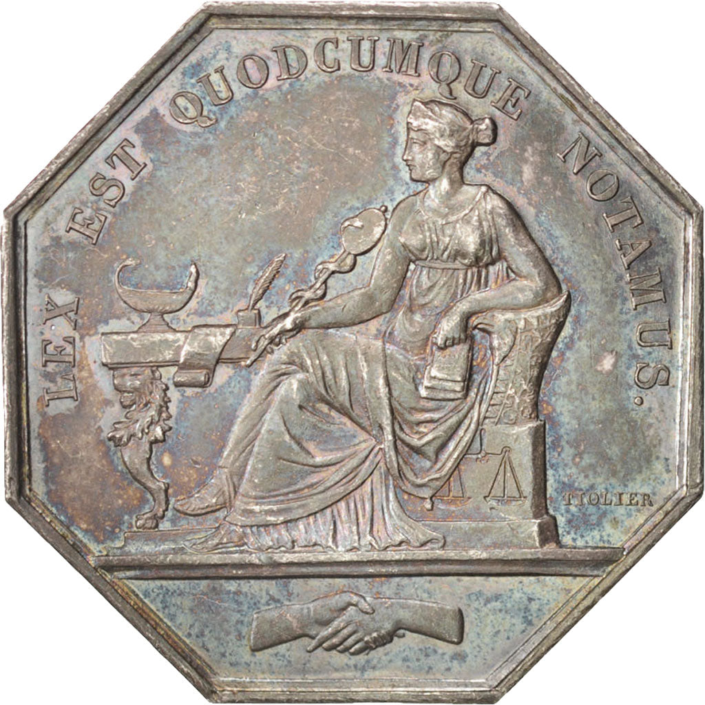 France, Token, Notary, Tiolier, AU(55-58), Silver, Lerouge:59