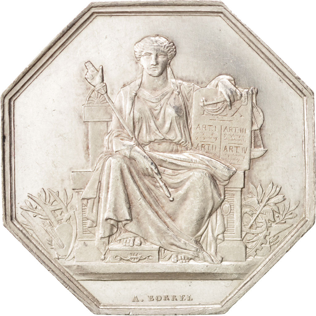 France, Token, Notary, Borrel, AU(50-53), Silver, Lerouge:321 r