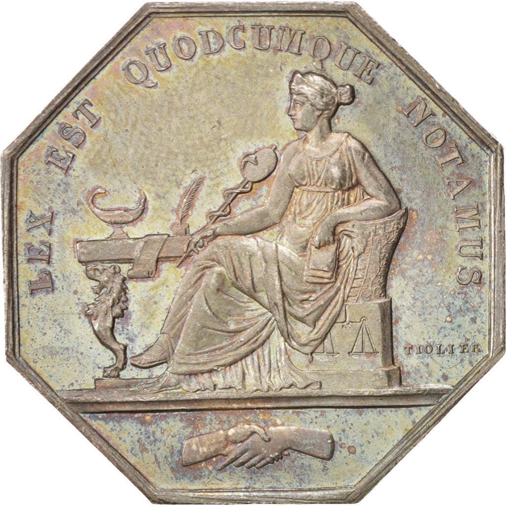 France, Token, Notary, Tiolier, MS(60-62), Silver, Lerouge:59