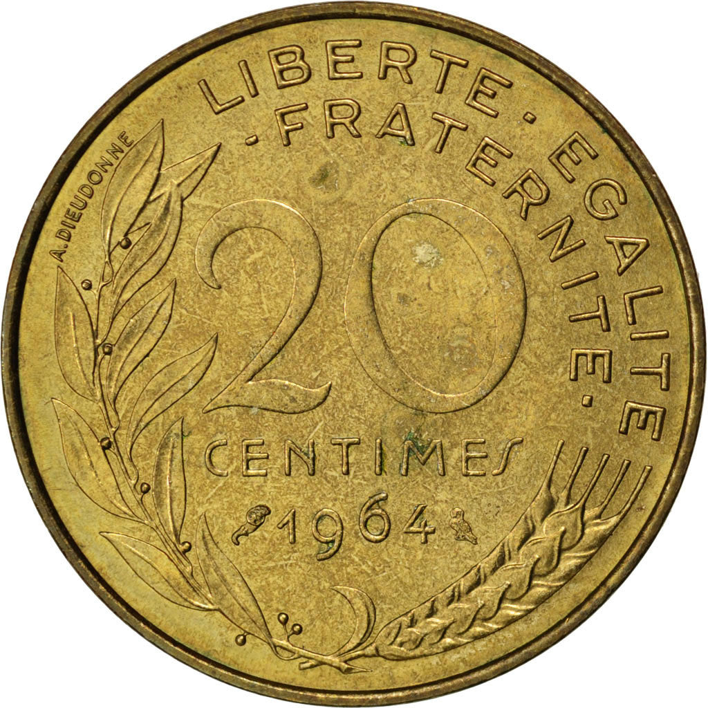 FRANCE, Marianne, 20 Centimes, 1964, Paris, KM #930, AU(50-53),...