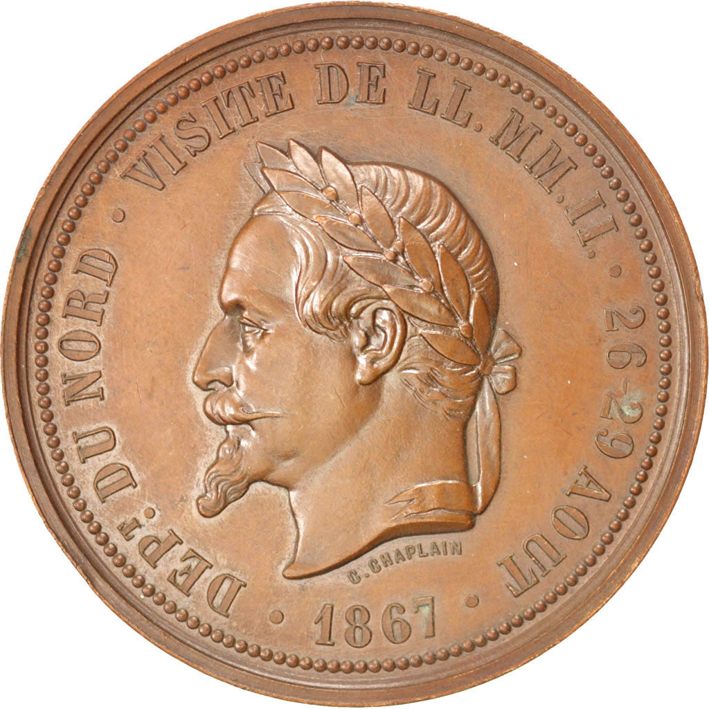 France, Medal, Second French Empire, History, 1867, Borrel, AU(55-58), Copper