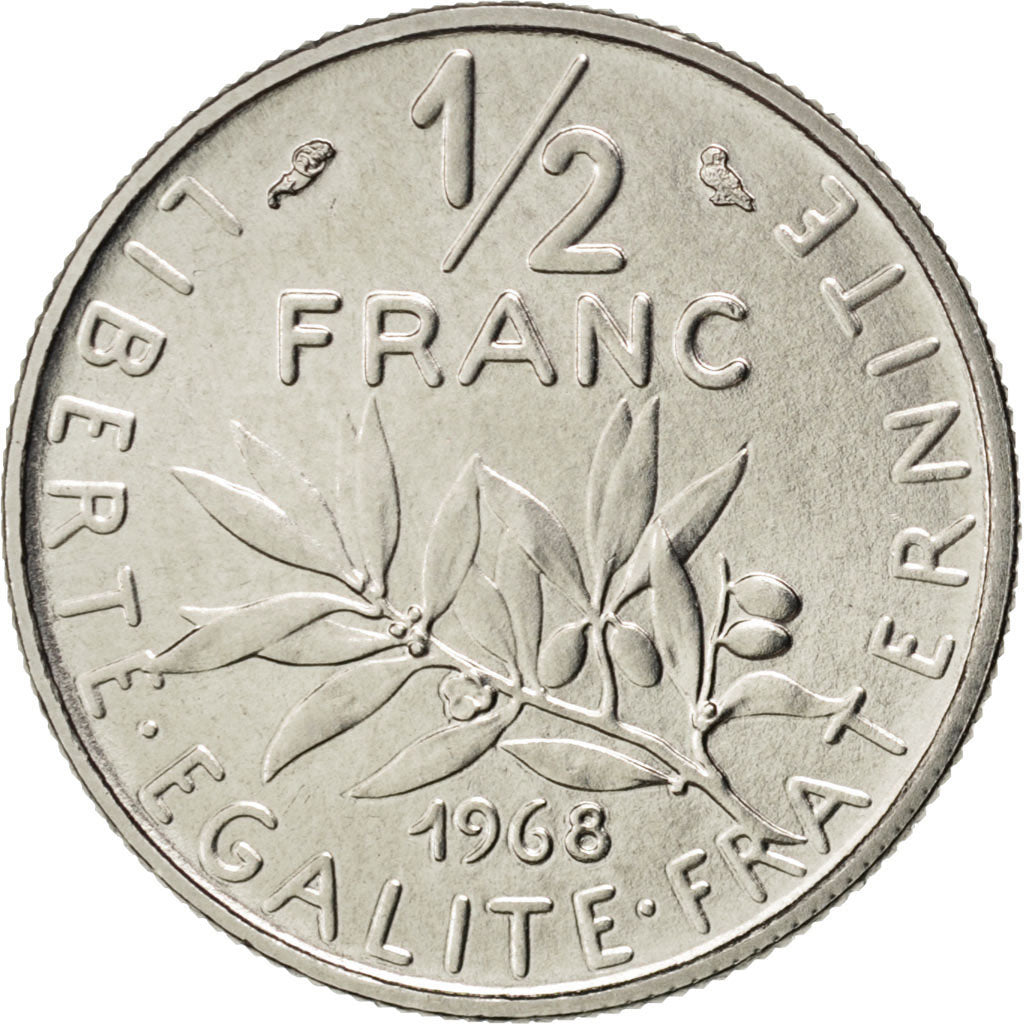 Vème République, 1/2 Franc Semeuse, 1968, KM 931 