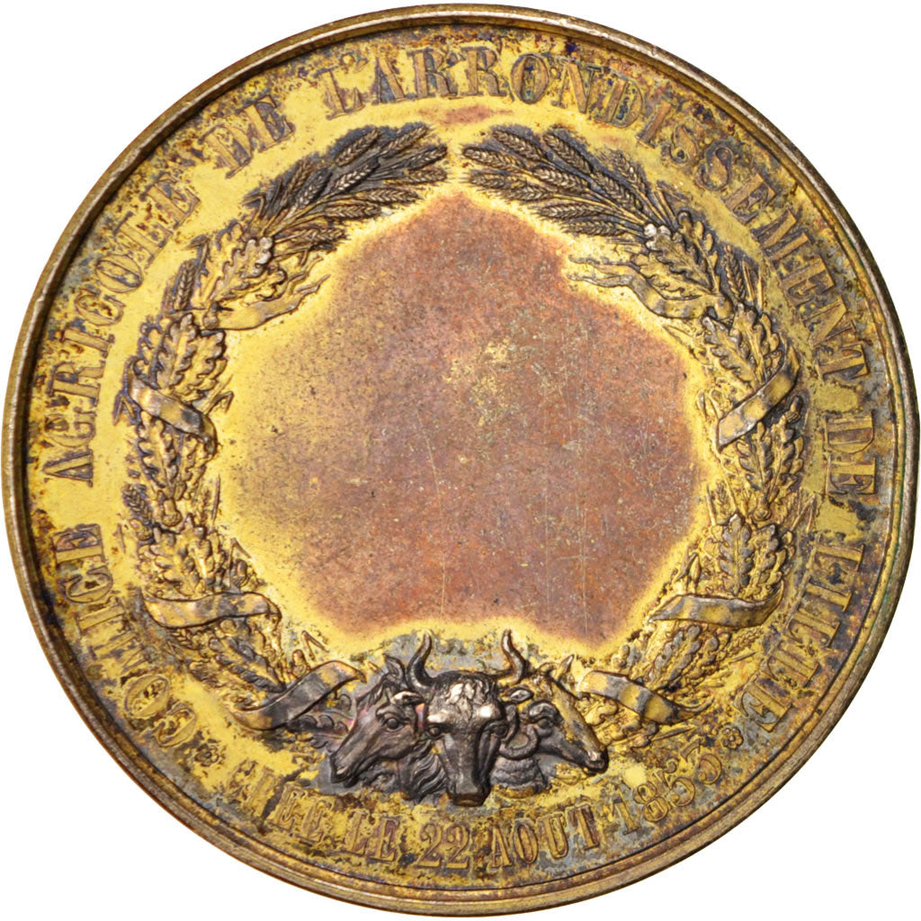 Francia, Medal, Second French Empire, Business & industry, BB, Vermeil